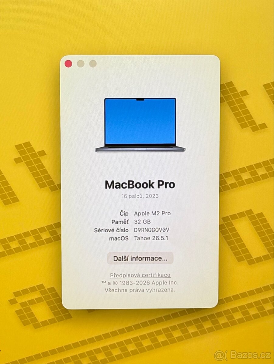 MacBook Pro 16” CTO 2023 /32GB/M2 Pro/1TB SSD DISK/Záruka - 2
