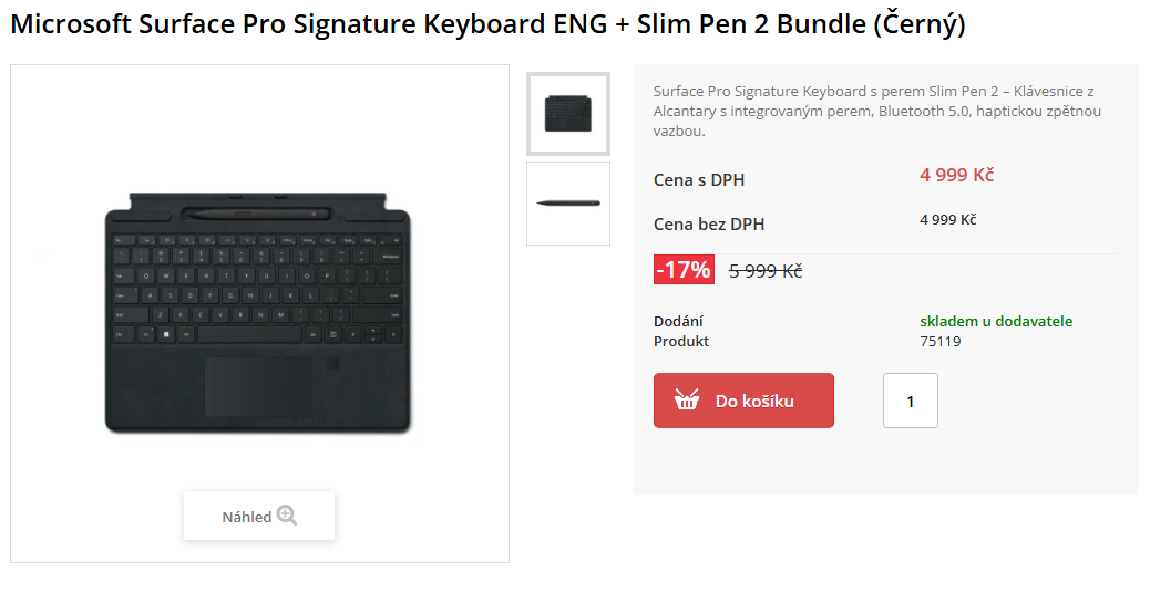 Microsoft surface klavesnice + slim pen bundle (černá) - 2