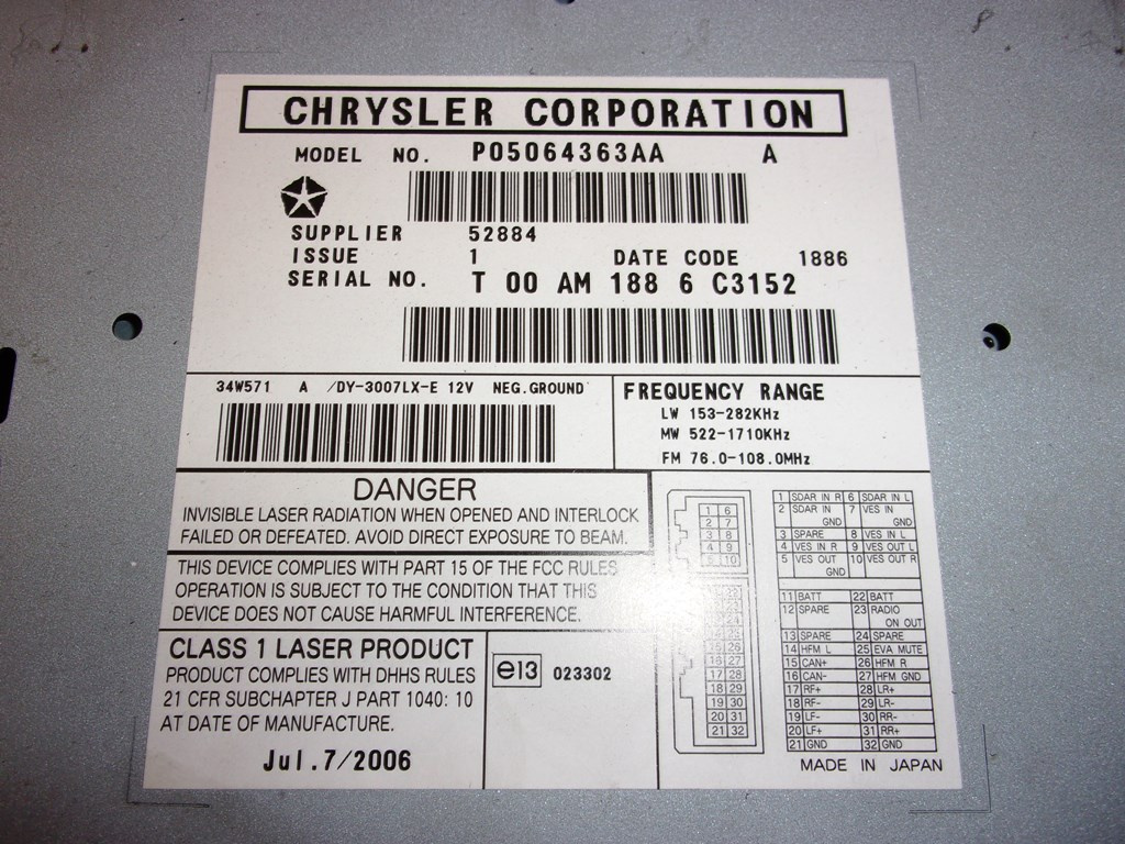 Originál rádio EU verze se 6CD Jeep, Chrysler a Dodge - 2