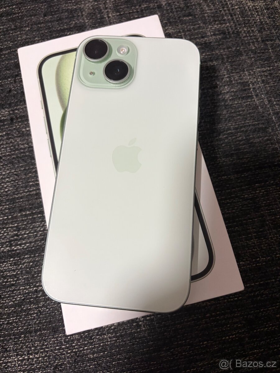 Apple iPhone 15 128gb Green kondice baterie 87% s kabelem po - 2