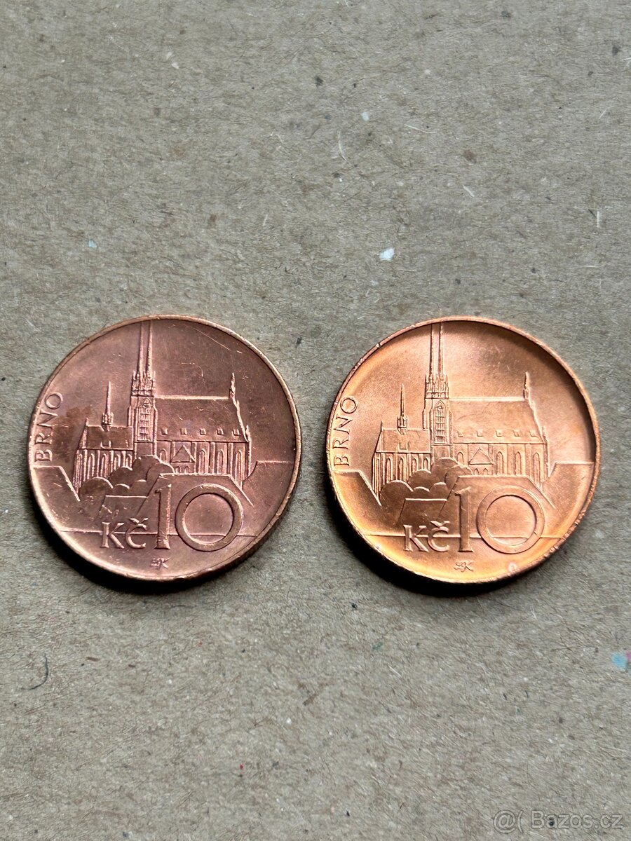 10 Kč 2017 + 2018, nálitek / chyboražba - 2