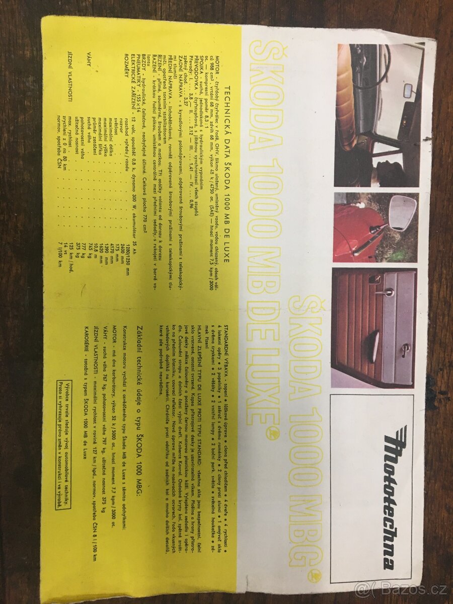 Leták Škoda 1000 - 2