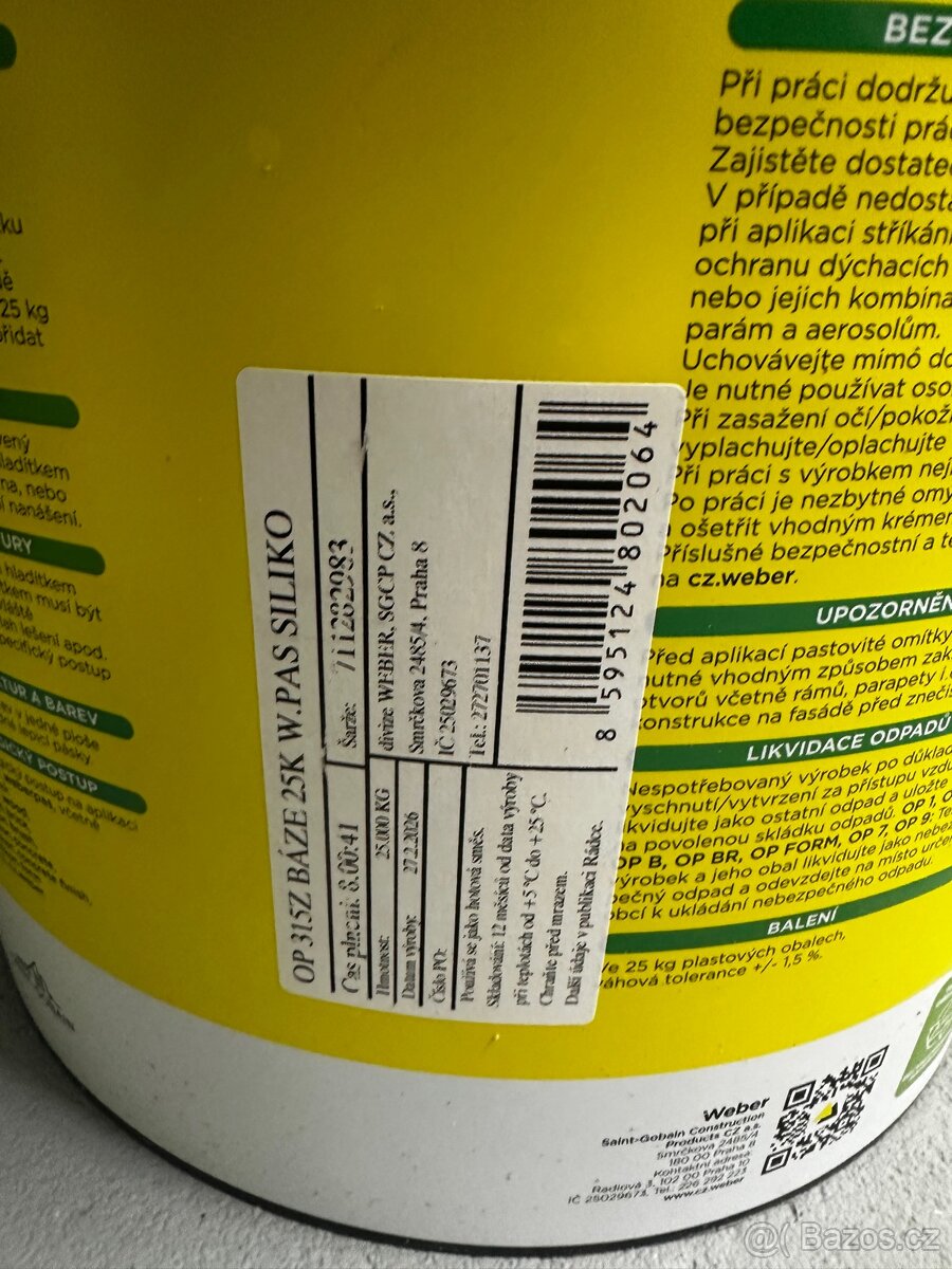 Weber silikonová omítka - 2