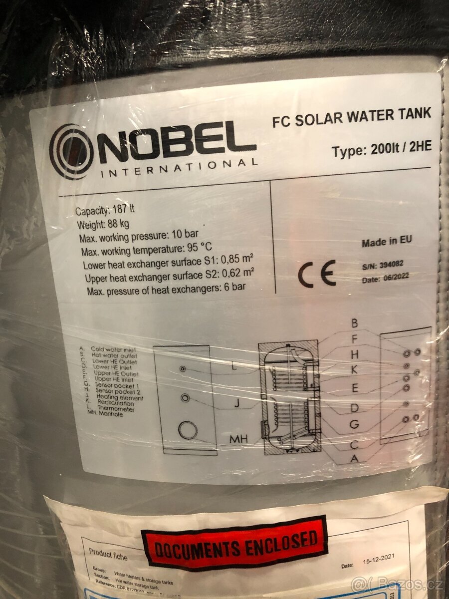 Bojler - Solární zásobník 200 litrů NOBEL - 2