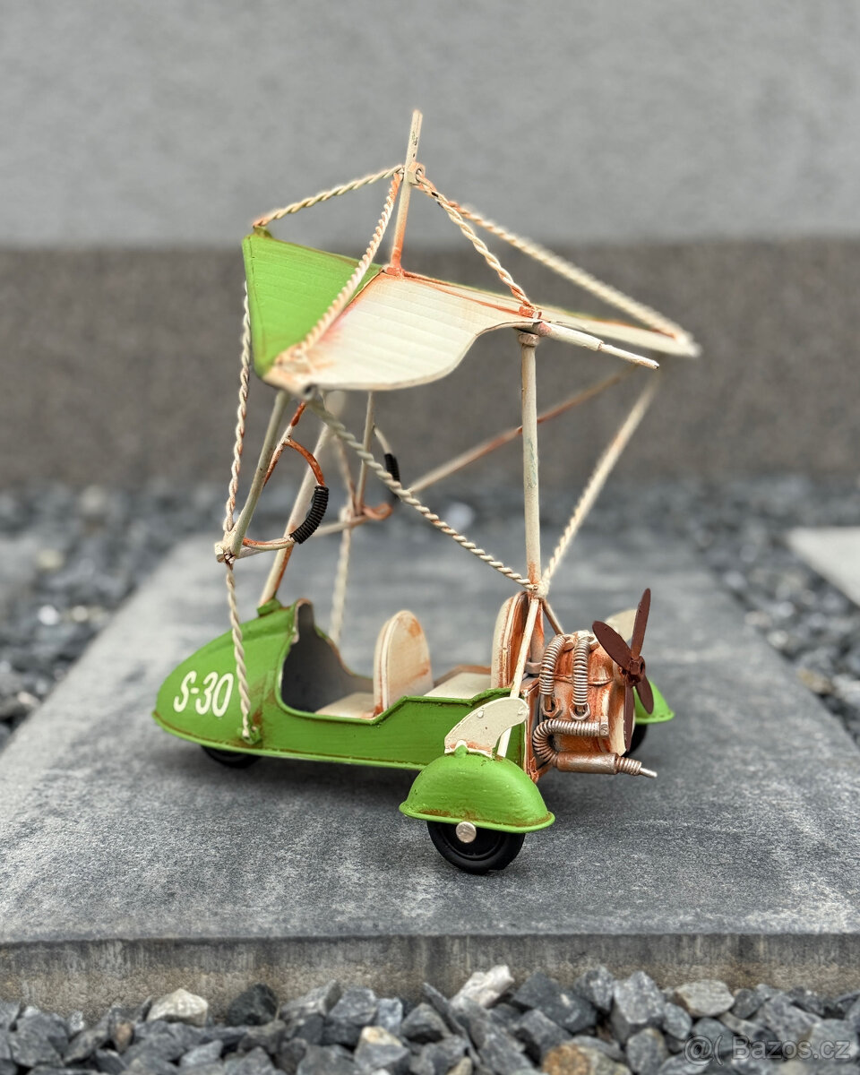 Kovový model paramotoru maketa letadla dekorace letectví - 2