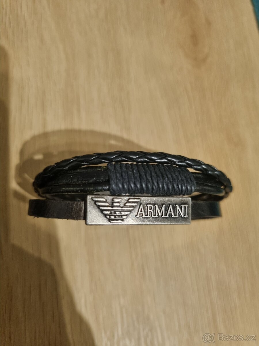 Armani pánský i unisex kožený náramek pravá kůže - 2