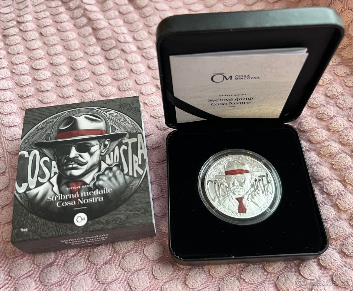 Stříbrná medaile Světové gangy – Cosa Nostra reverse proof - 2