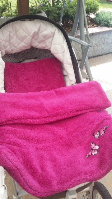 2-dílný teplý set do kočárku 79x67 cm oboustranná malina - 2