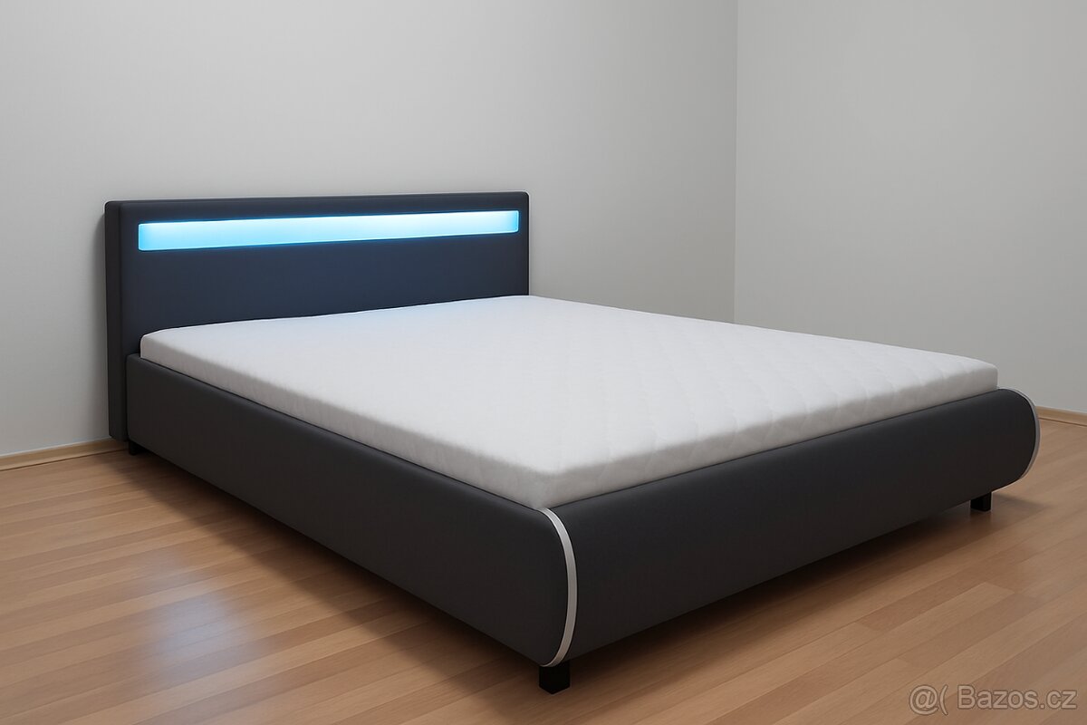 Postel designová s led osvětlením Nová - 2