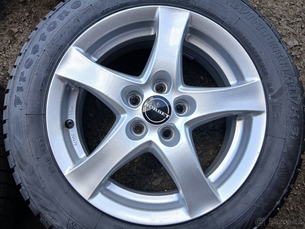 Prodám NOVOU sadu ALU kol Borbet 185/65R15 zimní - 2