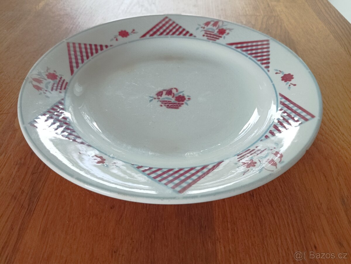 STAROŽITNÝ ART DECO FAJÁNS TALÍŘ SAINT AMAND LES EAUX FRANCI - 2