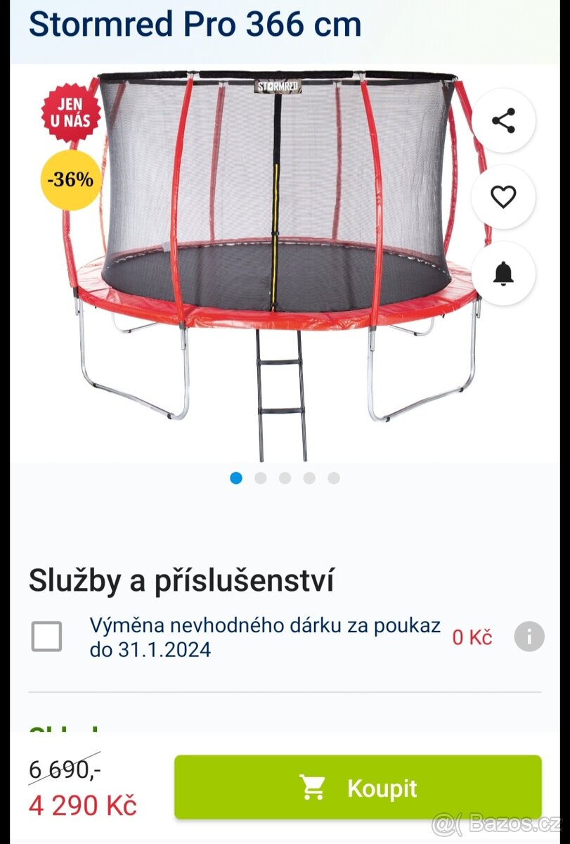 NOVÁ TRAMPOLÍNA STORMRED PRO 366CM PC 6700,- - 2