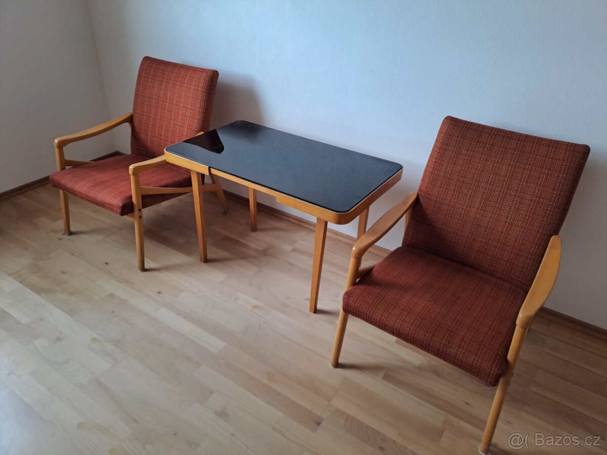 RETRO KONFERENČNÍ STOLEK, KŘESLA - 2