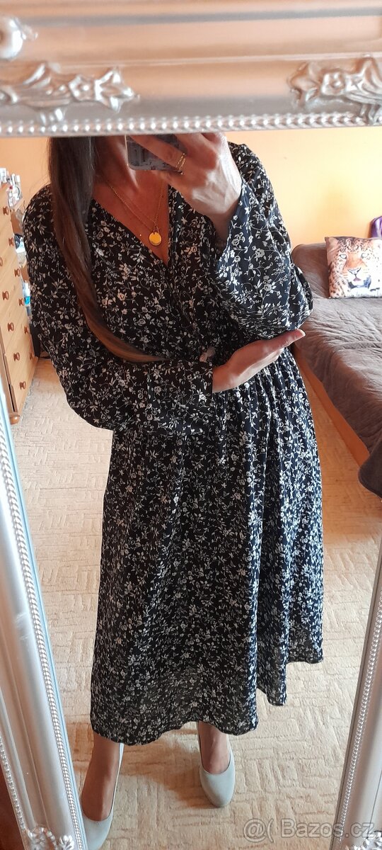 Shein květinové midi šaty s dlouhými rukávy - 2