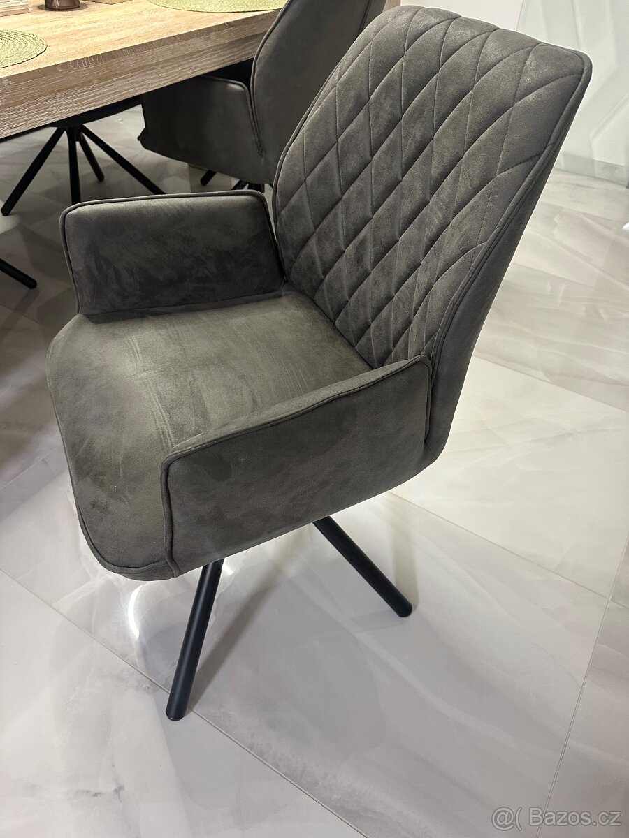 Prodám 6ks jídelních židlí. Antracit. Čalouněné. - 2