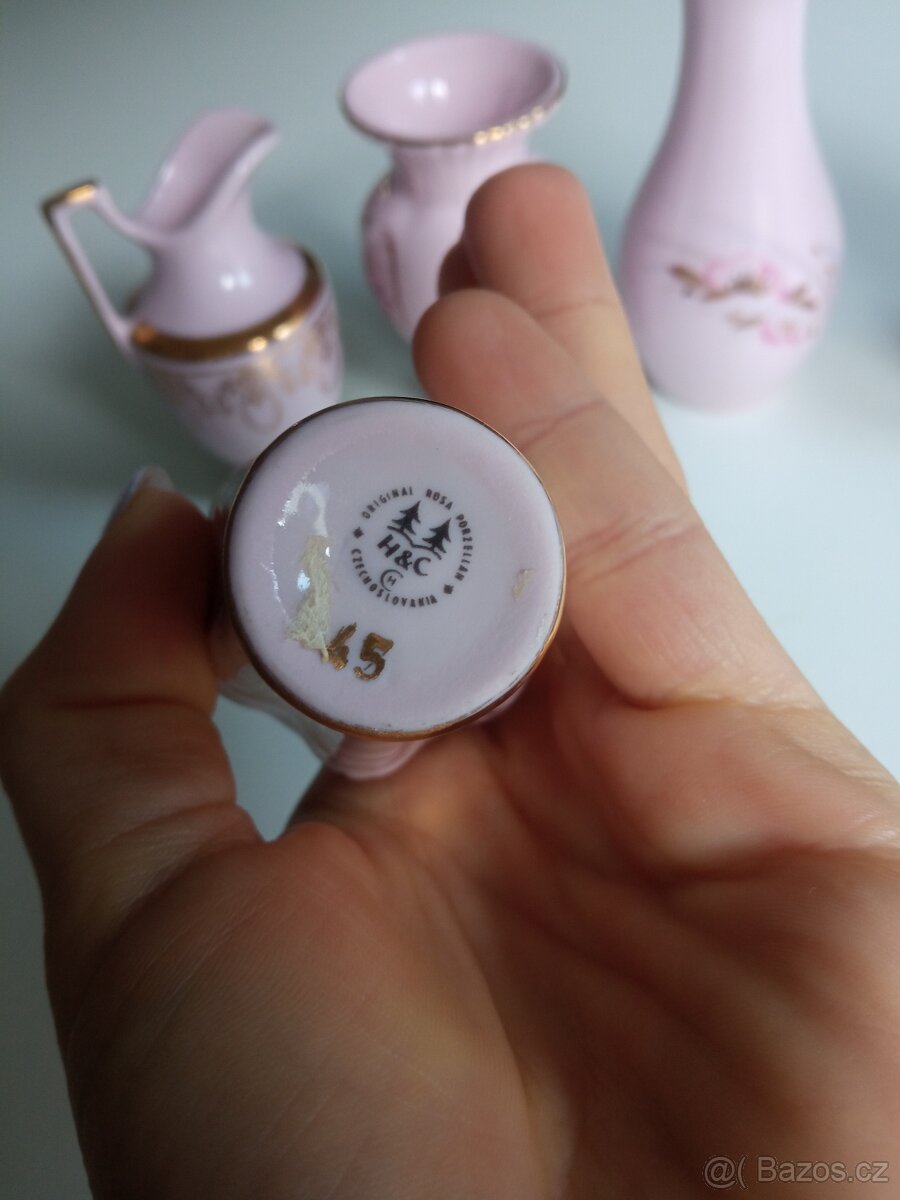 Růžový porcelán vázičky - 2