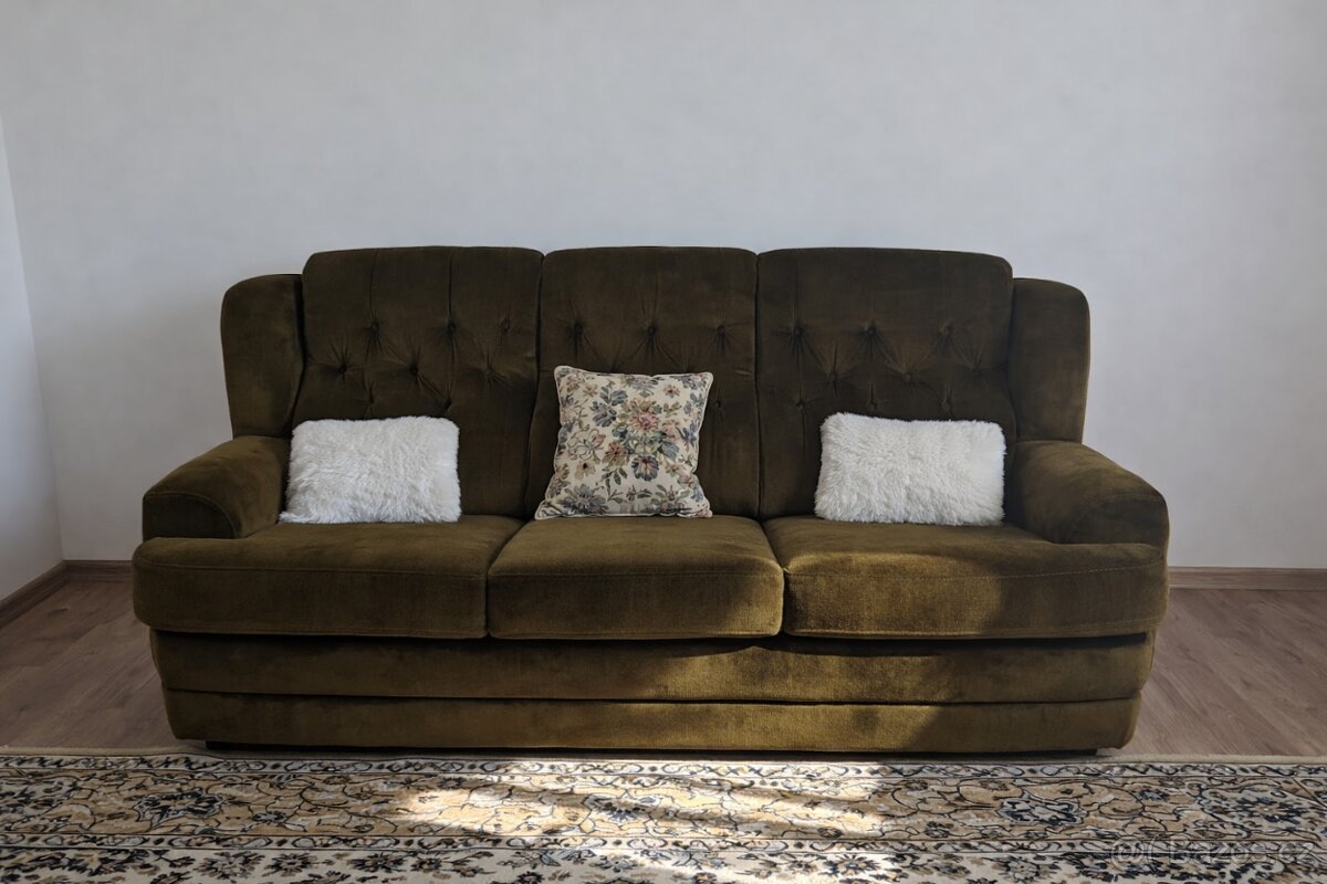 Gauč + 2 křesla – retro styl, pěkný stav - 2