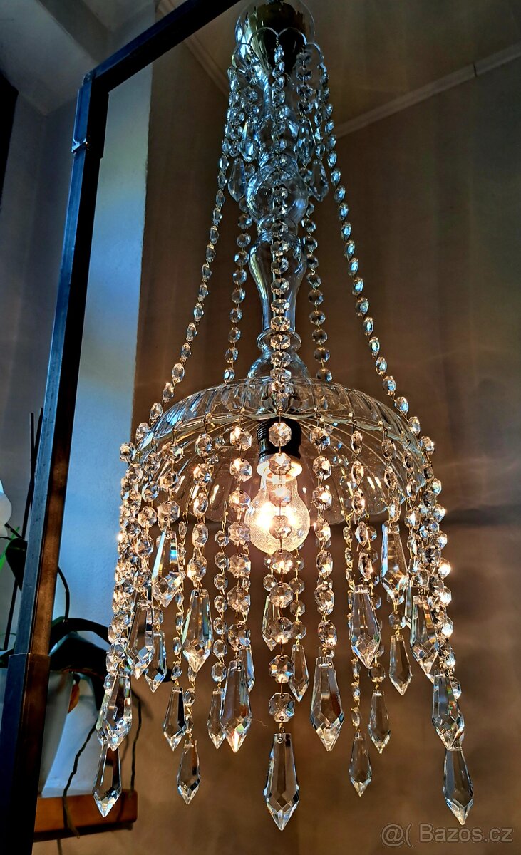 Starožitný celoskleněný lustr, lustřík - 2