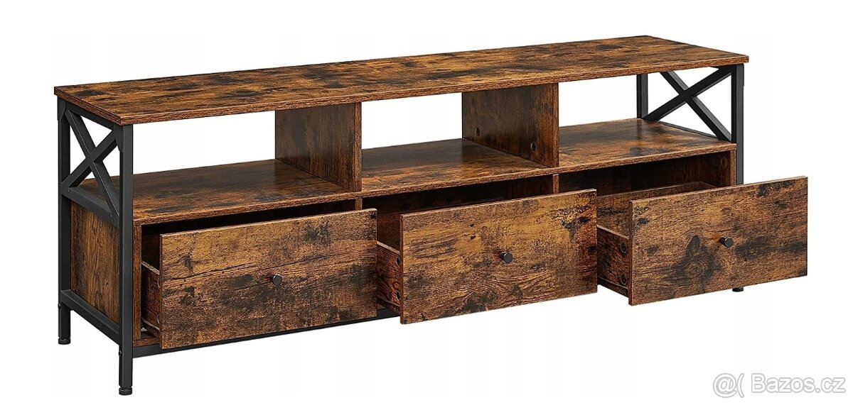 Televizní stolek - rustikální se 3 zásuvkami - 2