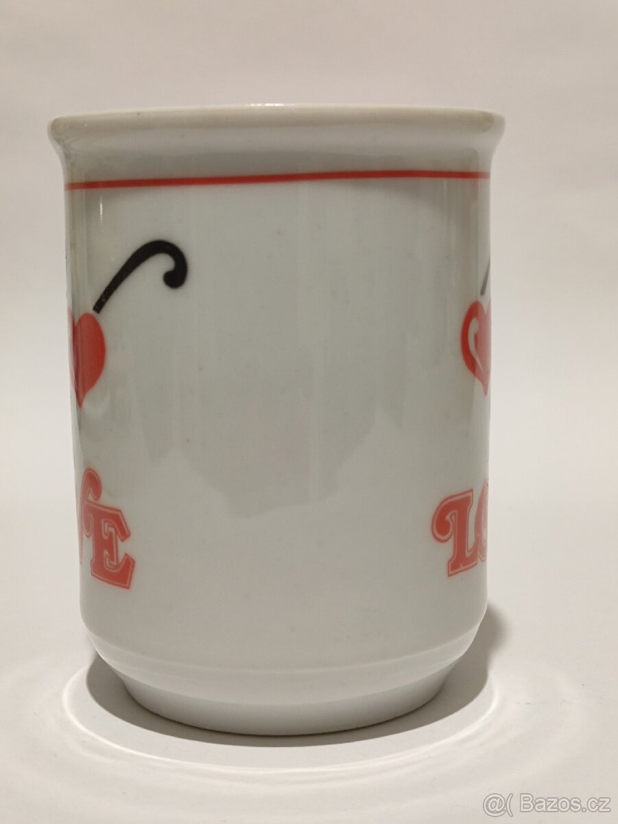 Retro hrnek LOVE, starý hrníček Royal Dux, ČSSR, pošta 69.- - 2