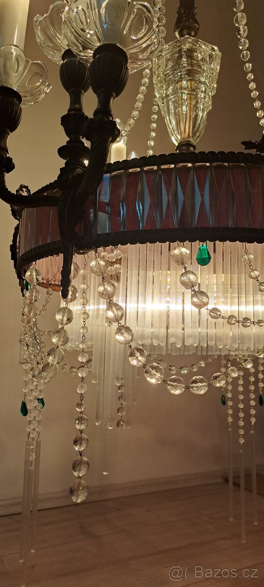 Starožitný velký secesní lustr, secese - 2