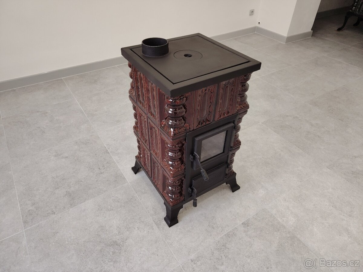 Kachlová kamna Oto s varnou deskou hnědá - 2