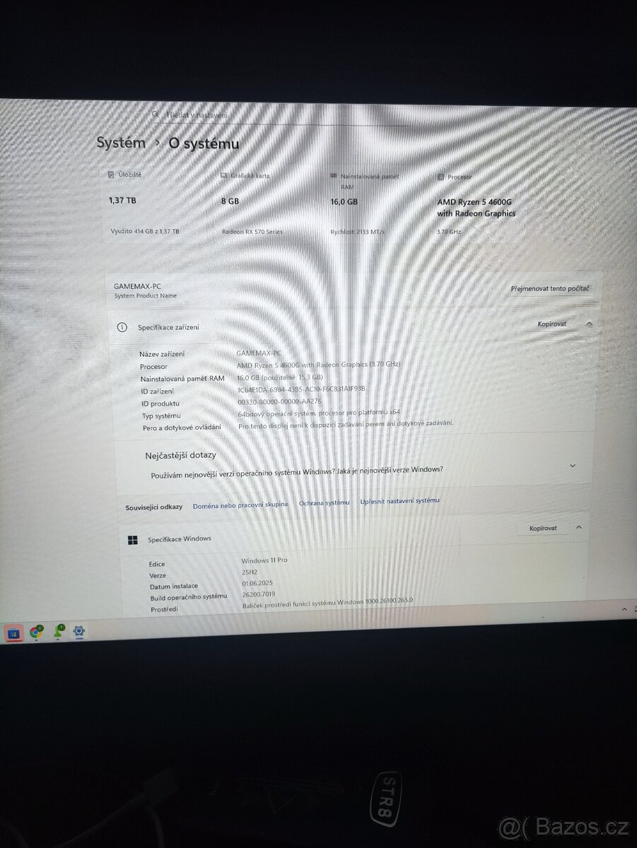 Herní počítač ryzen 5, rx 570 8gb - 2