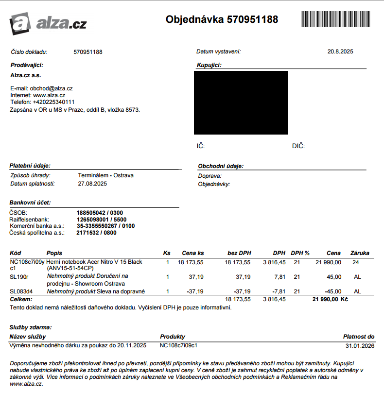 🎮 Herní Acer Nitro V 15 | 3 měsíce starý | ZÁRUKA ALZA | TO - 2