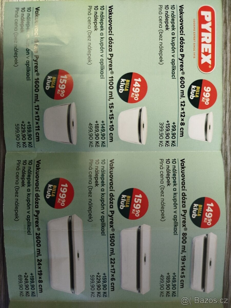 Nalepky Billa vakuovaci dozy PYREX do 27.1.26 - 2