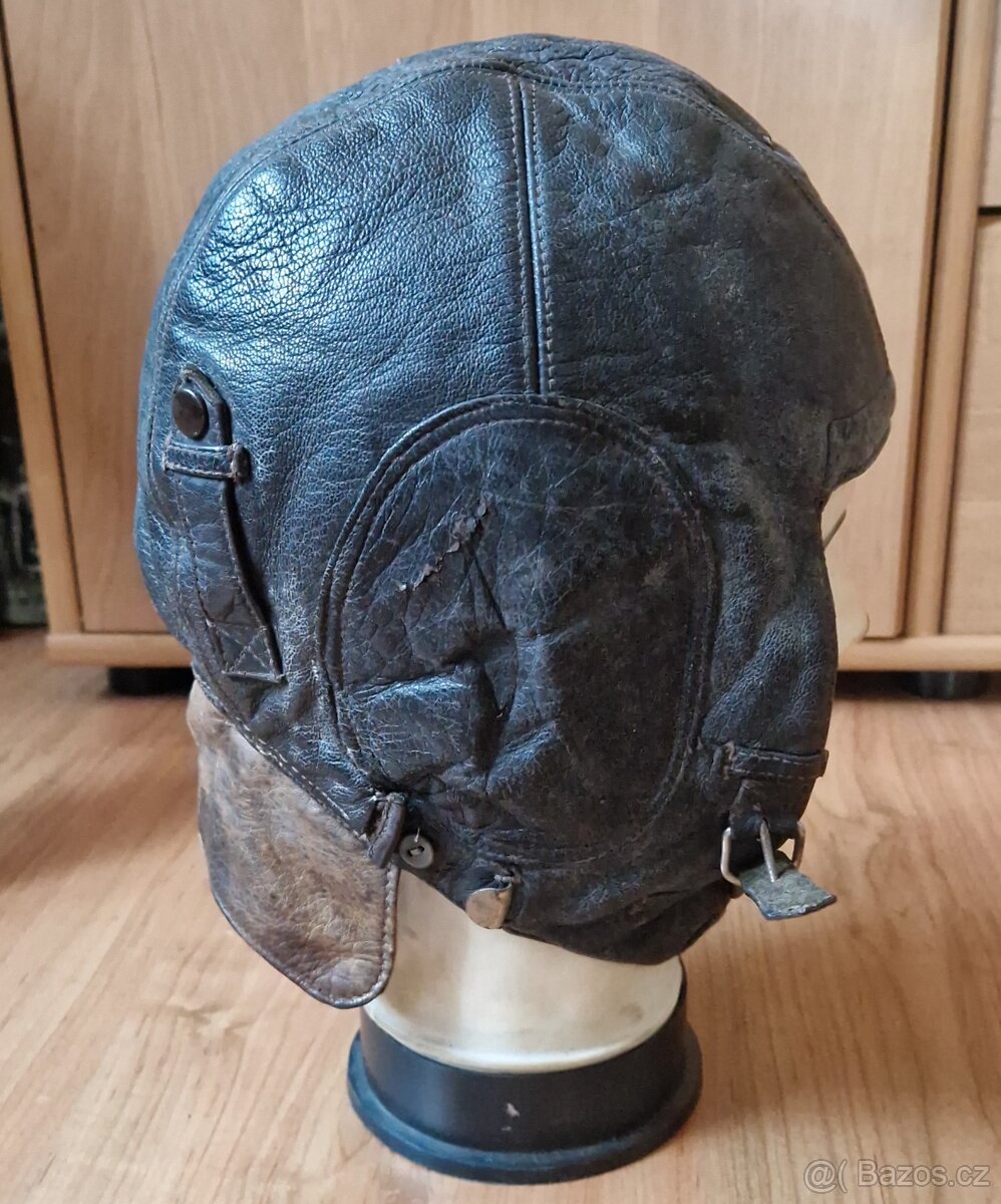 Kožená kukla německého pilota Luftwaffe - válečný kus - 2