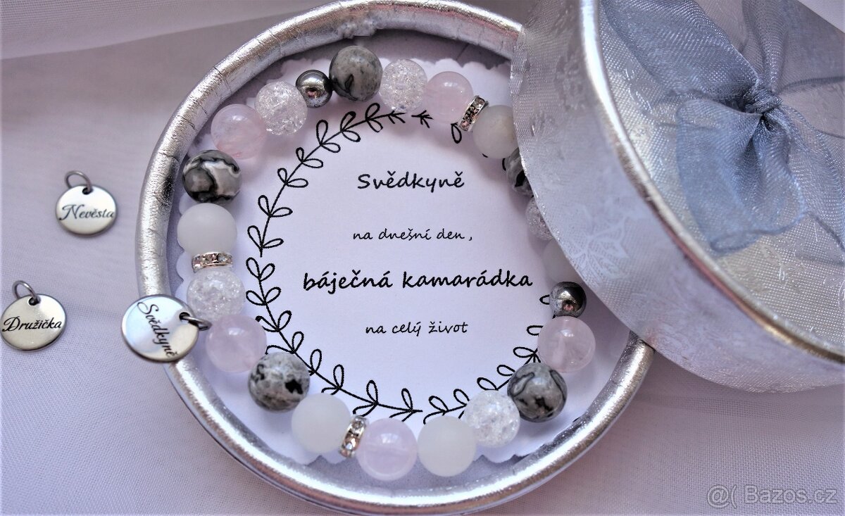 Svatební, rozlučkové náramky Svědkyně gravír. ocel.placička - 2