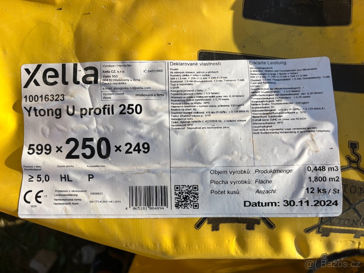 Tvárnice bednicí Ytong U 250 P4-500 250×599×249 mm - 2