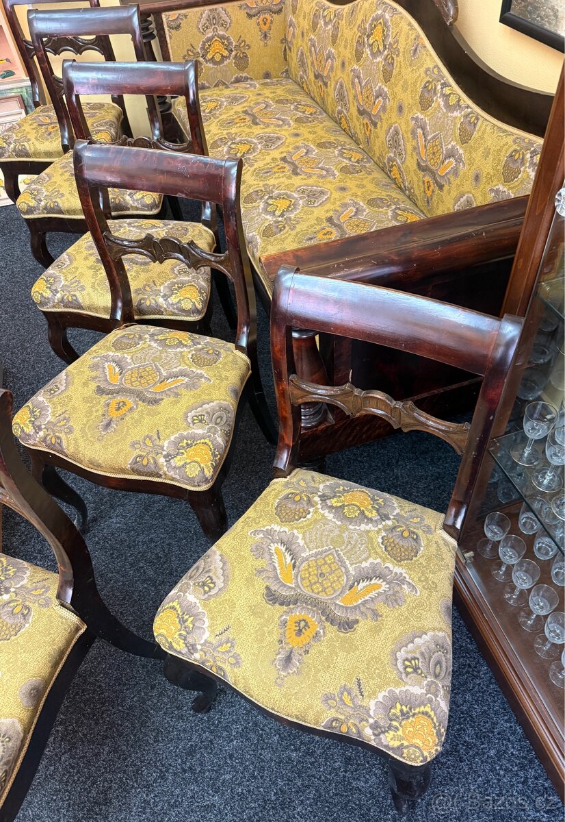 Starožitná sofa a 6 židlí - 2