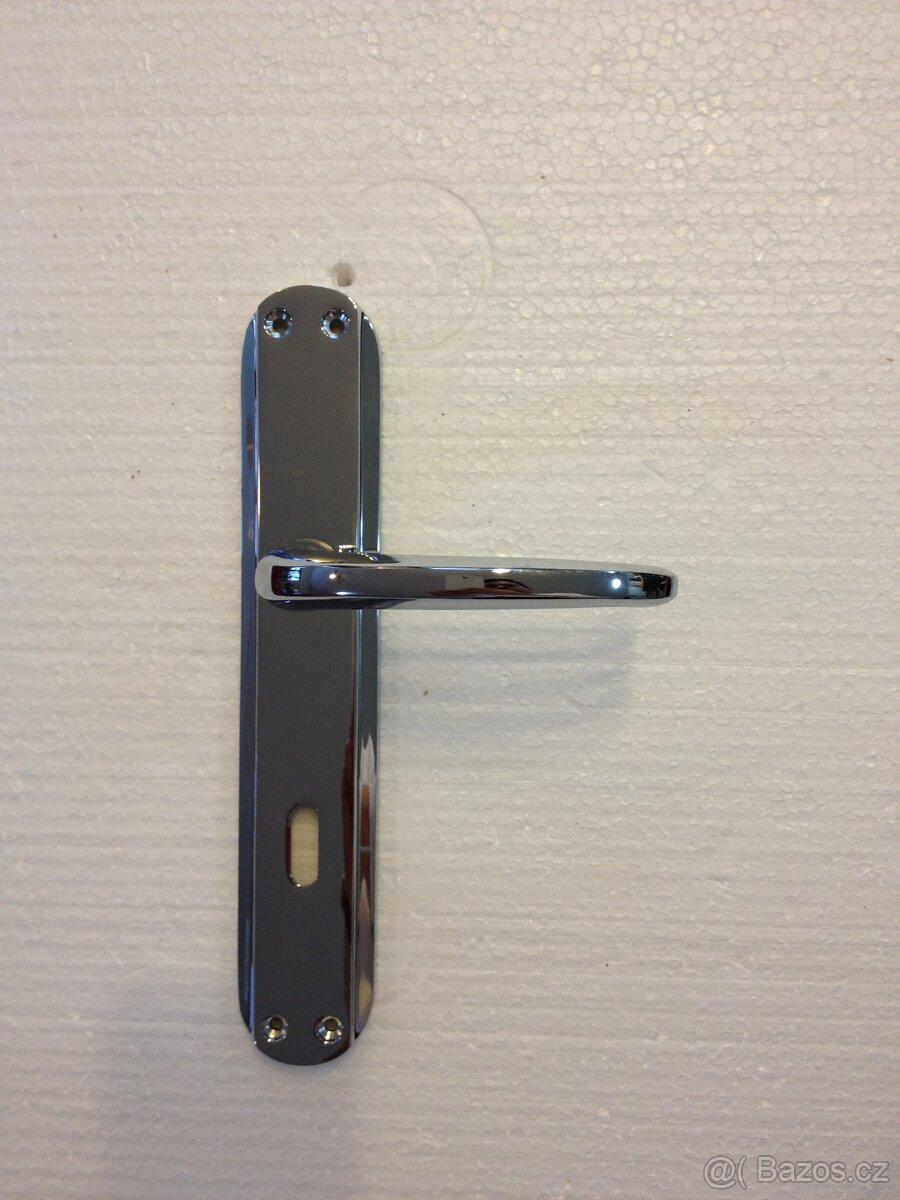 Dveřní klika / kování, stříbrná lesk, rozteč 72mm /21ks - 2