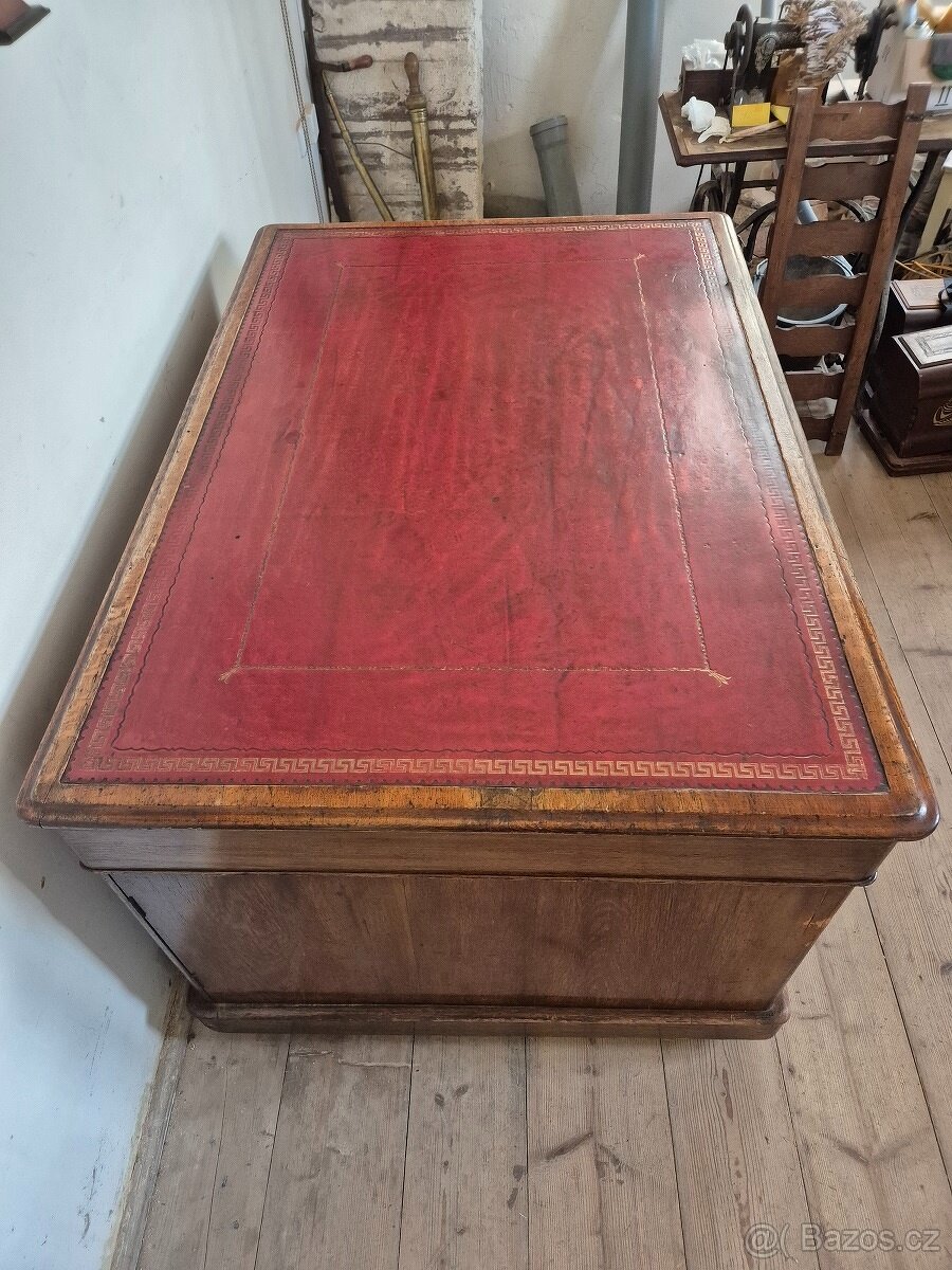 Anglický viktoriánský psací stůl - Oboustranný - 2