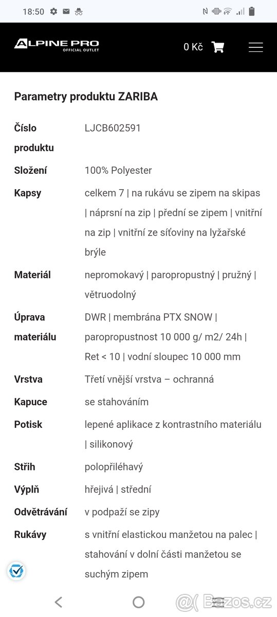 Lyžařská nová zimní bunda dámská Alpine pro XL s visackou - 2