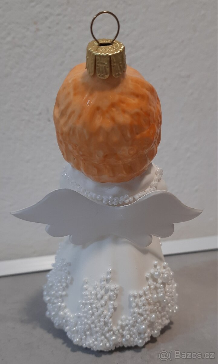 Vánoční ozdoba anděl skleněná - ruční výroba - 2