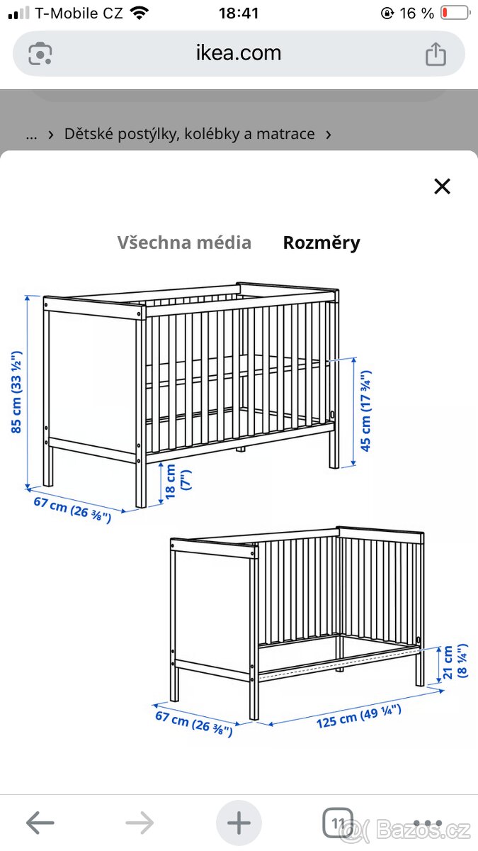 Dětská postýlka s matrací IKEA - 2