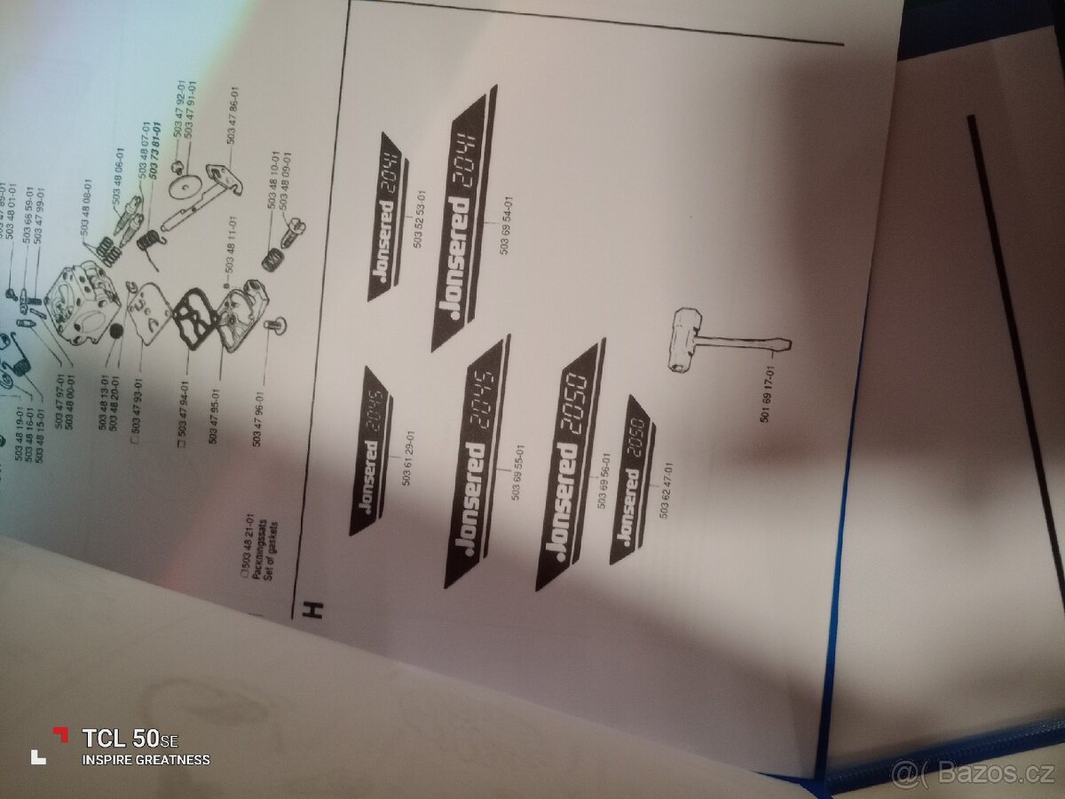 Jonsered 2041,2045,2050. Katalog náhradních dílů - 2