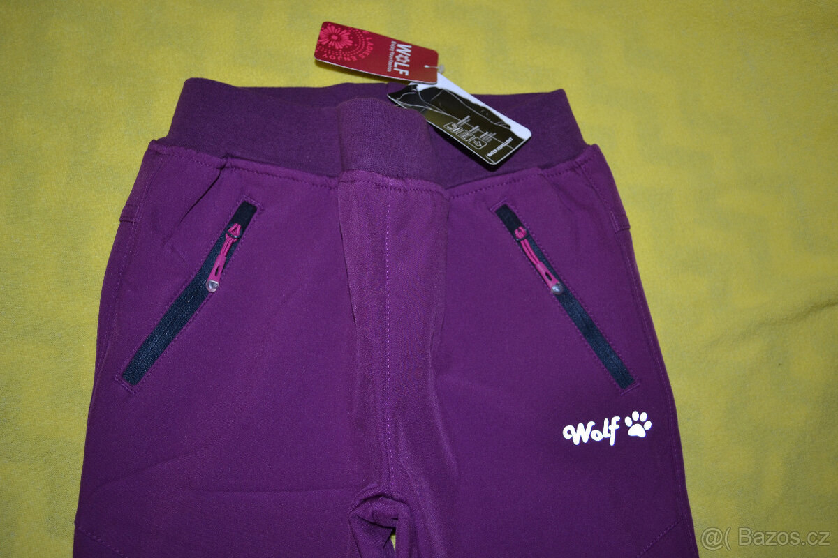 oteplené kvalitní softshellové kalhoty Wolfv.116,nové - 2