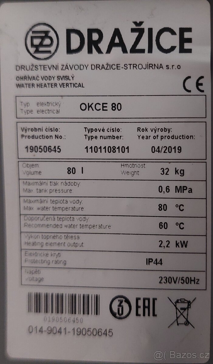 Ohřívač vody Dražice 80 L - 2