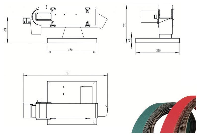 Stolní univerzální pásová bruska PÁSOVEC 100 mm (230V_400V) - 2