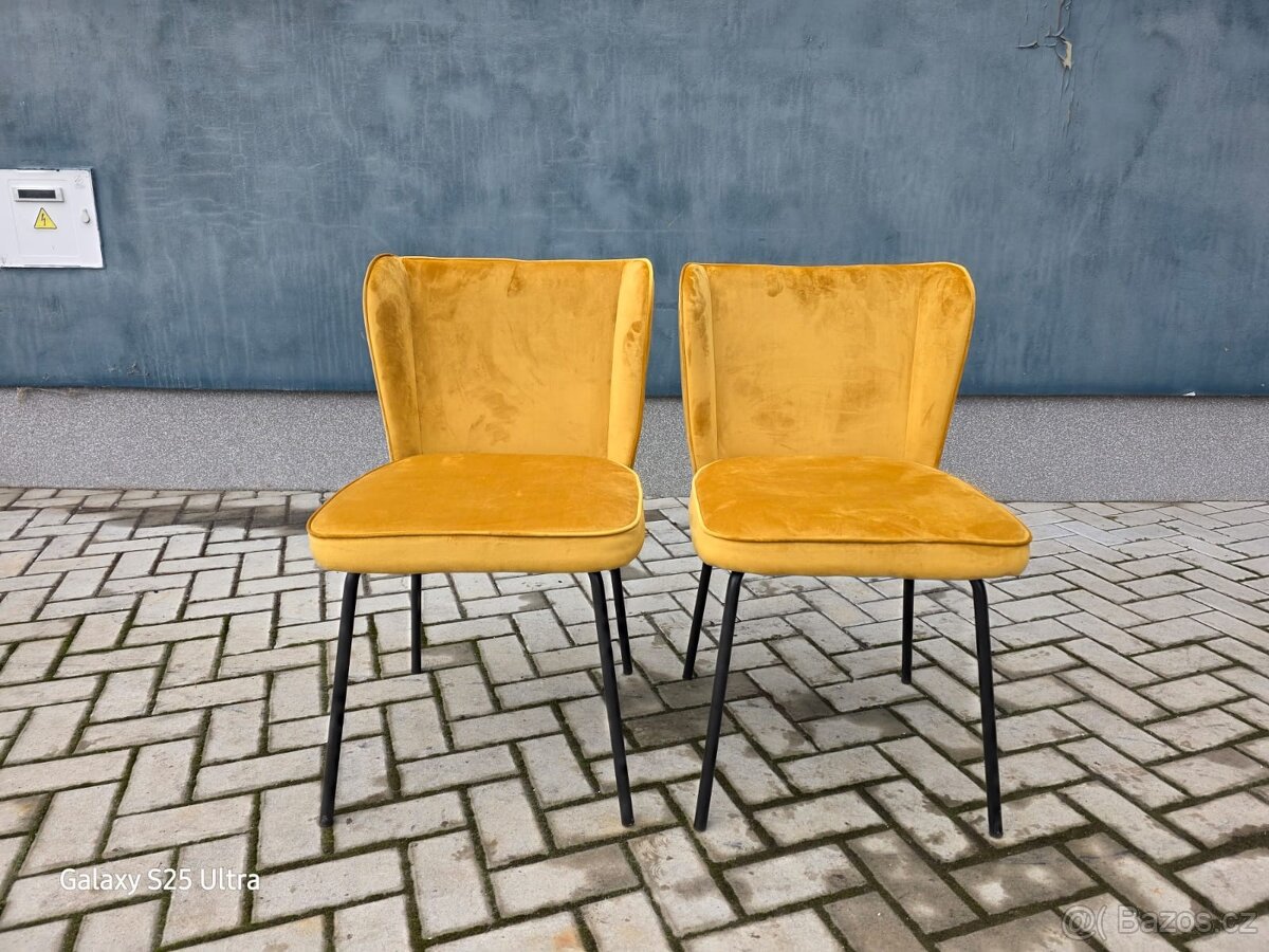 Jídelní židle ALESSIA, sada 2 ks, žlutá - 2