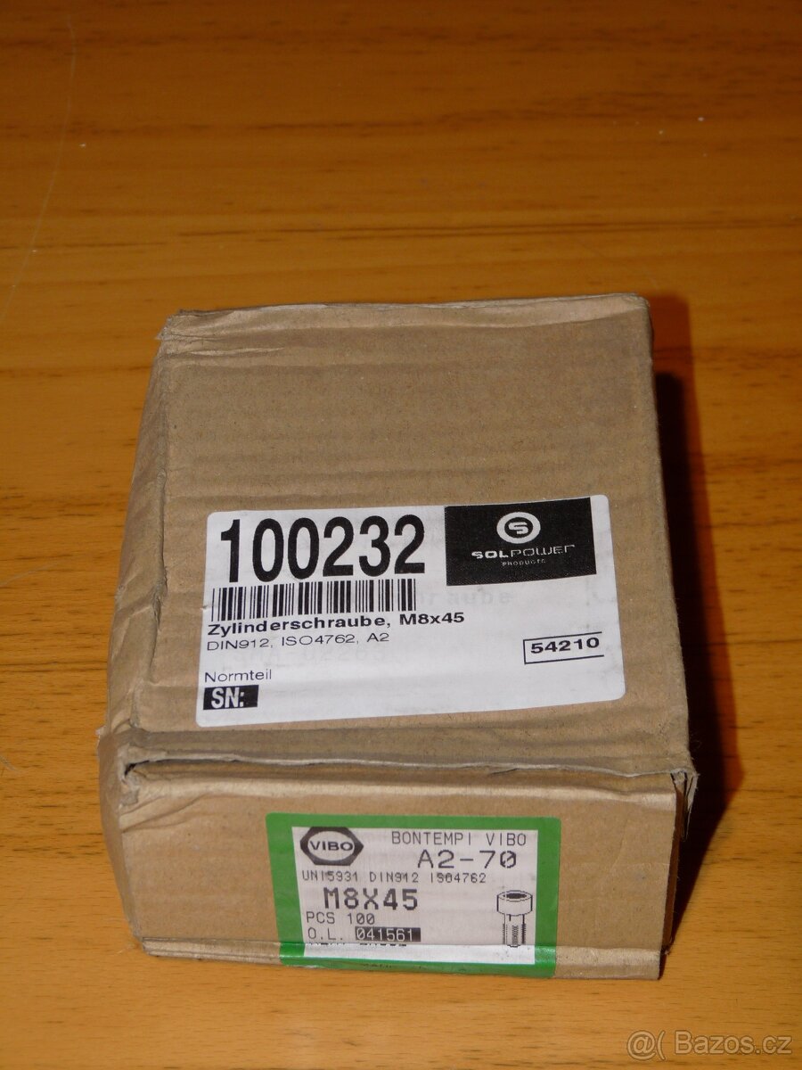 Šroub šestihranný DIN 933 M8x45 nerez A2-70 - 2