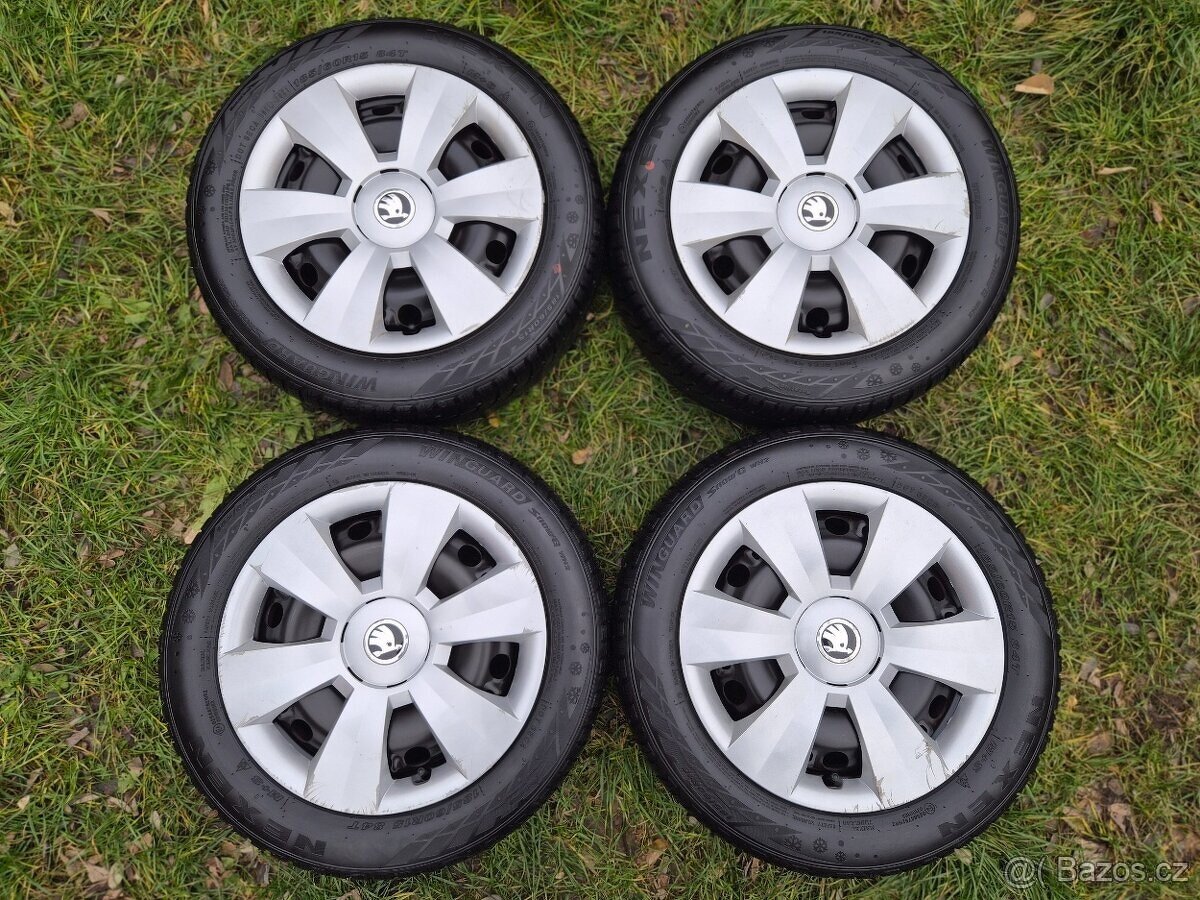 Kompletní zimní ocelová kola ŠKODA - 185/60 R15 - 5x100 - 2