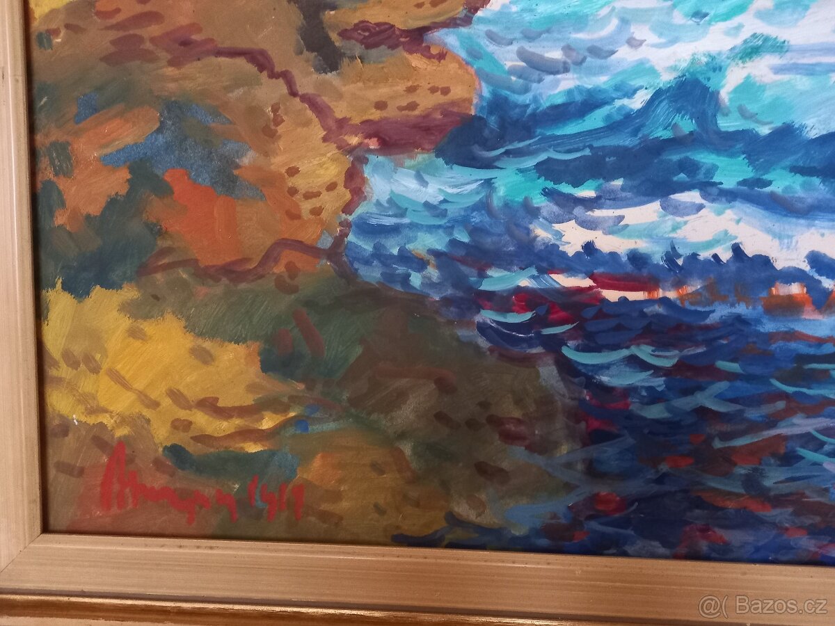 Alois Pitrmann, olejomalba na kartonu, Černé moře" - 2