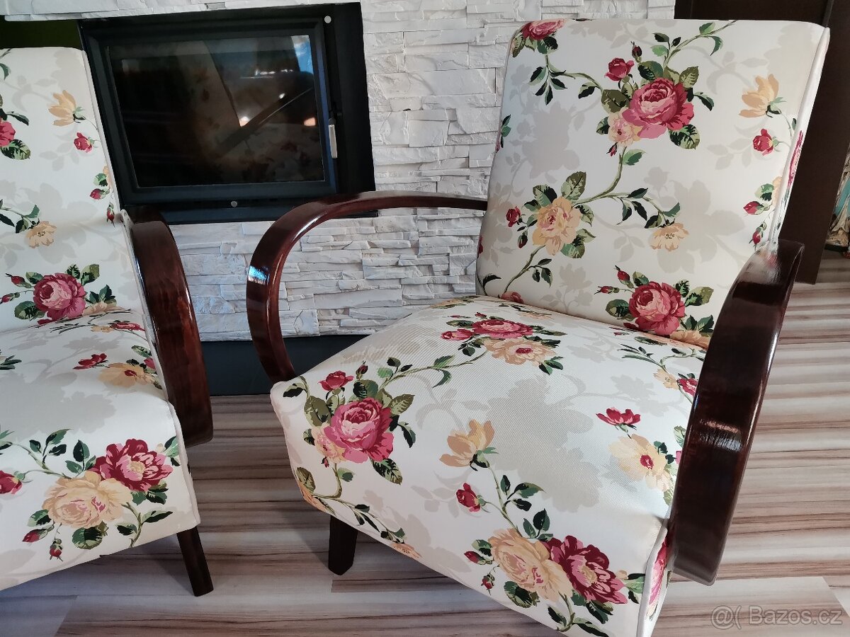Křesla Halabala typu C Květy - 2