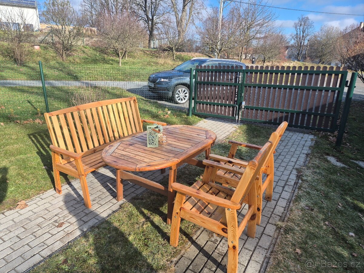 Zahradní set, lavice stůl a židle masiv - 2