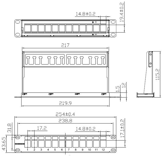 Schrack 10" patchpanel pro max. 12 keystone,neosazený - 2