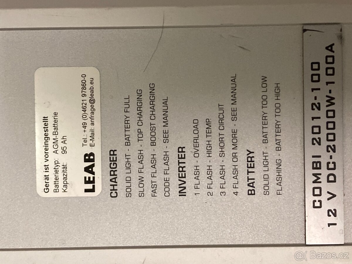 Měnič 12V-220v Clayton 2000W 100A - 2